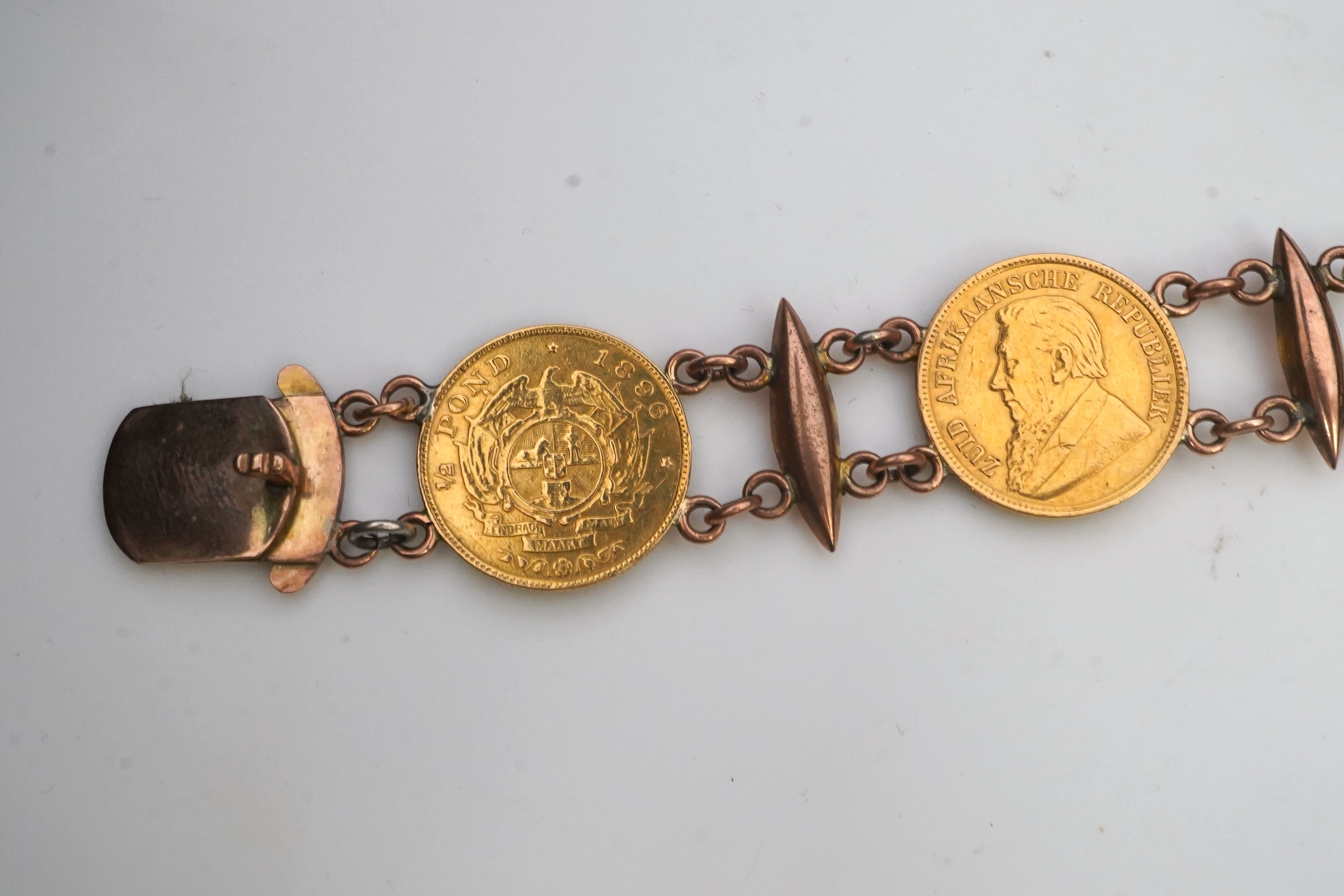 A late 19th century gold coin bracelet